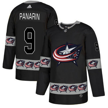 Men's Columbus Blue Jackets #9 Artemi Panarin Black Team Logos Fashion Adidas Jersey