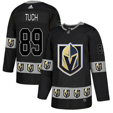 Men's Vegas Golden Knights #89 Alex Tuch Black Team Logos Fashion Adidas Jersey