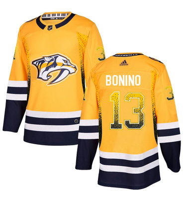 Men's Nashville Predators #13 Nick Bonino Gold Drift Fashion Adidas Jersey