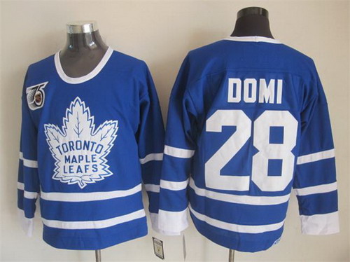 Toronto Maple Leafs #28 Tie Domi Blue 75TH Throwback CCM Jersey