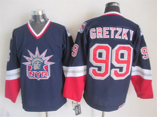 New York Rangers #99 Wayne Gretzky Navy Blue Throwback CCM Jersey