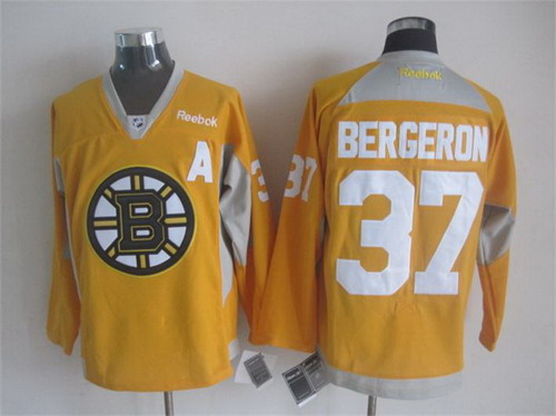 Boston Bruins #37 Patrice Bergeron 2014 Training Yellow Jersey