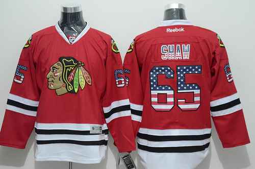 Chicago Blackhawks #65 Andrew Shaw USA Flag Fashion Red Jersey