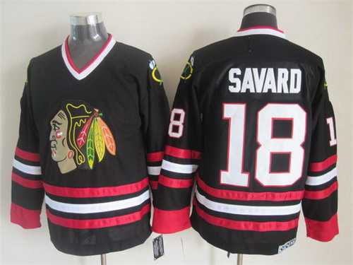 Chicago Blackhawks #18 Denis Savard Black CCM Vintage Throwback Jersey