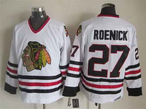 Chicago Blackhawks #27 Jeremy Roenick White CCM Vintage Throwback Jersey