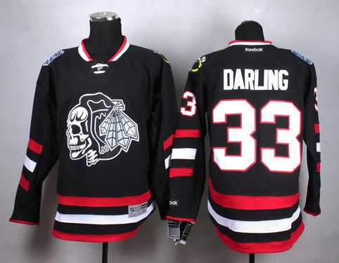 Chicago Blackhawks #33 Scott Darling 2014 Stadium Series Black With Black Skulls Jersey