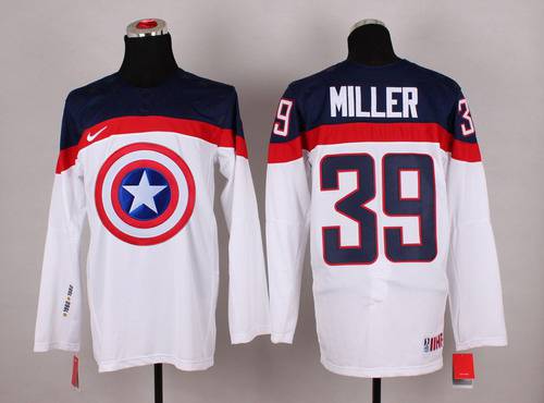 2015 Men's Team USA #39 Ryan Miller Captain America Fashion White Jersey