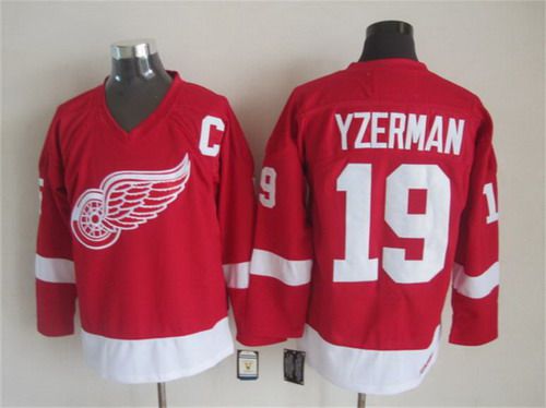 Men's Detroit Red Wings #19 Steve Yzerman Red CCM Vintage Throwback Jersey