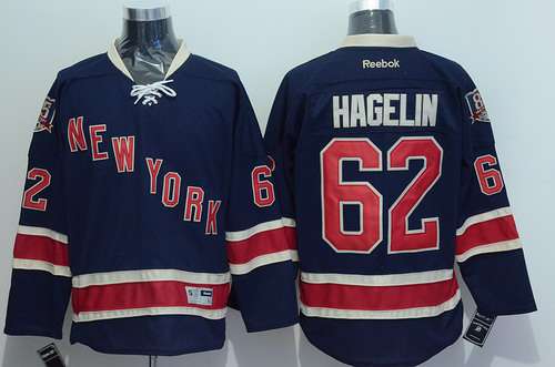 Men's New York Rangers #62 Carl Hagelin Navy Blue Third 85TH Jersey