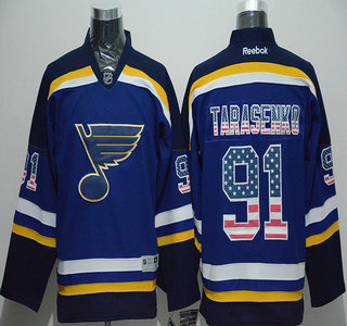 Men's St. Louis Blues #91 Vladimir Tarasenko USA Flag Fashion Blue Jersey