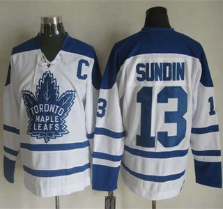 Men's Toronto Maple Leafs #13 Mats Sundin 1998-99 White CCM Vintage Throwback Jersey