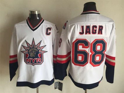 Men's New York Rangers #68 Jaromir Jagr 1996-97 White CCM Vintage Throwback Jersey