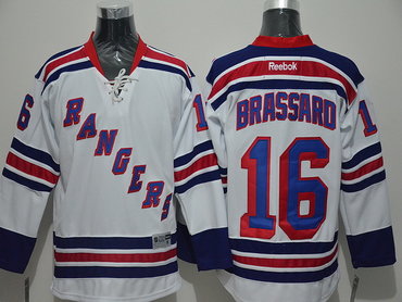 Men's New York Rangers #16 Derick Brassard Reebok White Away Hockey Jersey