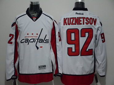 Men's Washington Capitals #92 Evgeny Kuznetsov Reebok White Away Hockey Jersey