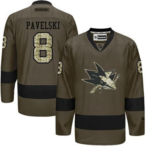 Men's San Jose Sharks #8 Joe Pavelski Reebok Green Camo Player Jersey