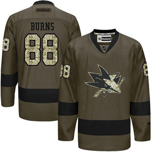 Men's San Jose Sharks #88 Brent Burns Reebok Green Camo Player Jersey