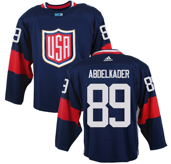 Men's Team USA #89 Justin Abdelkader Navy Blue 2016 World Cup of Hockey Game Jersey