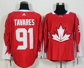 Men's Team Canada #91 John Tavares Red 2016 World Cup of Hockey Game Jersey