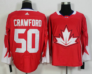 Men's Team Canada #50 Corey Crawford Red 2016 World Cup of Hockey Game Jersey