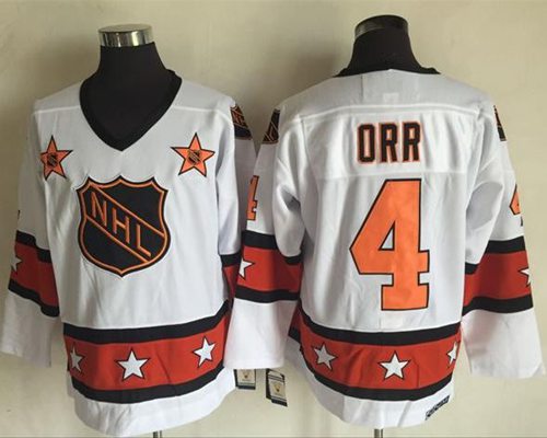 1972-81 NHL All-Star #4 Bobby Orr White CCM Throwback Stitched Vintage Hockey Jersey