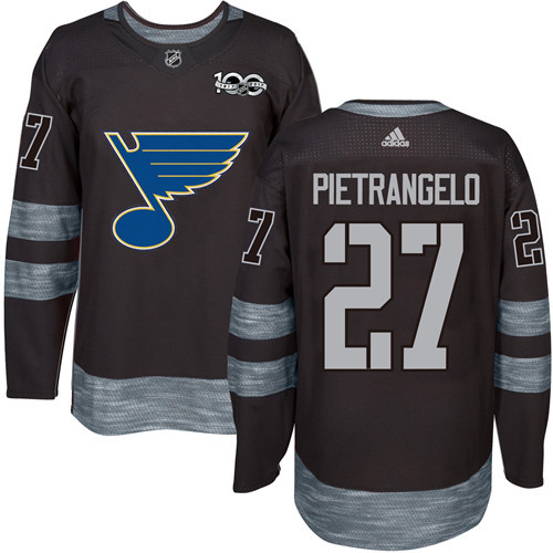 Blues #27 Alex Pietrangelo Black 1917-2017 100th Anniversary Stitched NHL Jersey