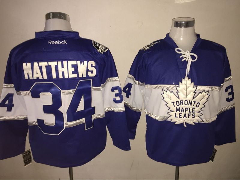 Maple Leafs 34 Auston Matthews Blue 2017 Centennial Classic Reebok Jersey