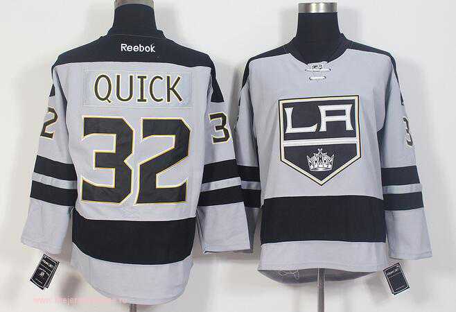 Men's Los Angeles Kings #32 Jonathan Quick Gray Alternate Stitched NHL 2016-17 Reebok Hockey Jersey