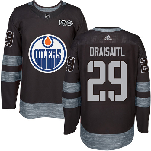 Oilers #29 Leon Draisaitl Black 1917-2017 100th Anniversary Stitched NHL Jersey