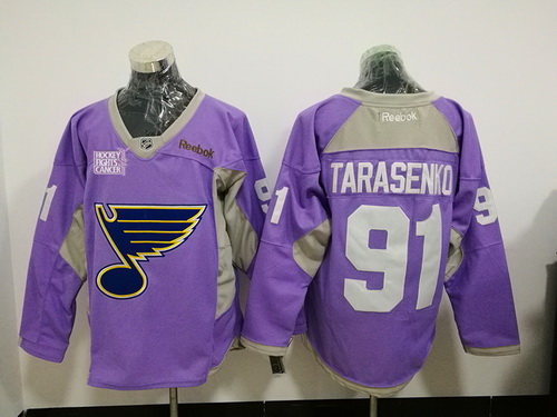 Men's St. Louis Blues #91 Vladimir Tarasenko Purple Pink Hockey Fights Cancer Practice Stitched NHL Reebok Hockey Jersey