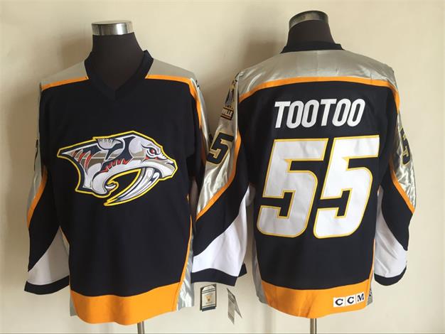 Men's Nashville Predators #55 Jordin Tootoo Navy Blue 1998-99 Throwback Stitched NHL CCM Vintage Hockey Jersey