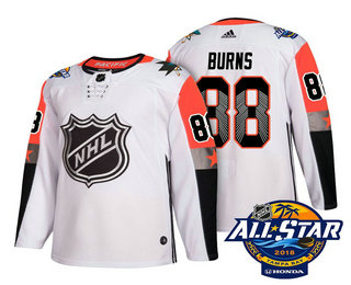 Men's San Jose Sharks #88 Brent Burns White 2018 NHL All-Star Stitched Ice Hockey Jersey