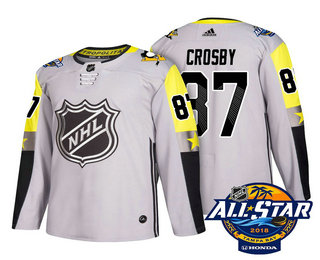 Men's Pittsburgh Penguins #87 Sidney Crosby Grey 2018 NHL All-Star Stitched Ice Hockey Jersey