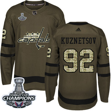 Adidas Washington Capitals #92 Evgeny Kuznetsov Green Salute to Service Stanley Cup Final Champions Stitched NHL Jersey