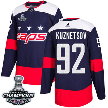 Adidas Washington Capitals #92 Evgeny Kuznetsov Navy Authentic 2018 Stadium Series Stanley Cup Final Champions Stitched NHL Jersey