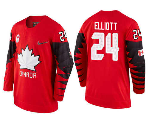 Men Canada Team #24 Stefan Elliott Red 2018 Winter Olympics Jersey