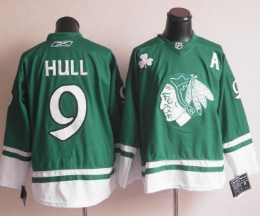 Chicago Blackhawks #9 Bobby Hull St. Patrick's Day Green Jersey