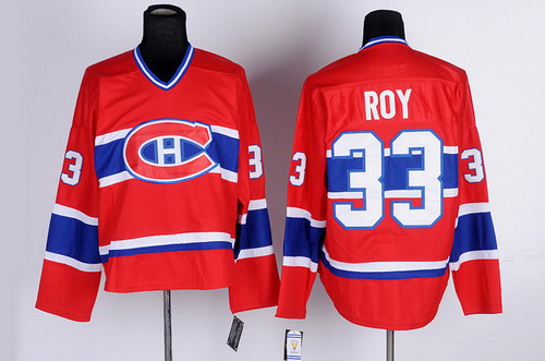 Montreal Canadiens #33 Patrick Roy Red Throwback CCM Jersey