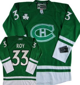 Montreal Canadiens #33 Patrick Roy St. Patrick's Day Green Jersey