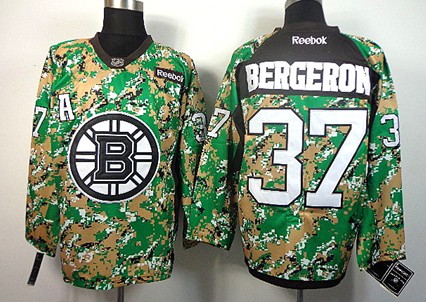 Boston Bruins #37 Patrice Bergeron 2014 Camo Jersey