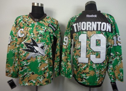 San Jose Sharks #19 Joe Thornton 2014 Camo Jersey