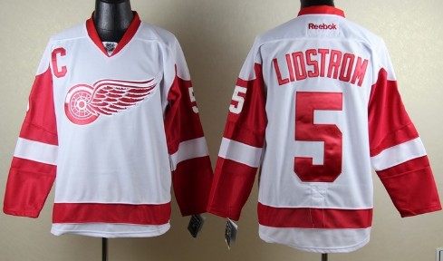 Detroit Red Wings #5 Nicklas Lidstrom White Jersey