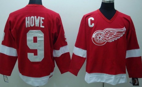 Detroit Red Wings #9 Gordie Howe Red Throwback CCM Jersey