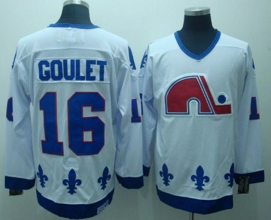 Quebec Nordiques #16 Michel Goulet White Throwback CCM Jersey