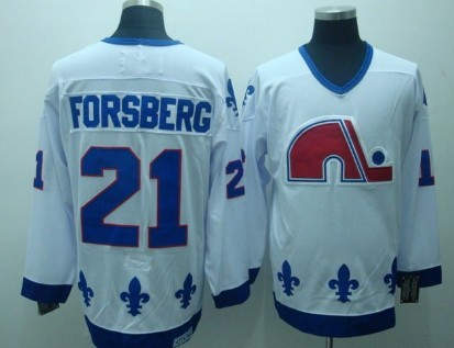 Quebec Nordiques #21 Peter Forsberg White Throwback CCM Jersey