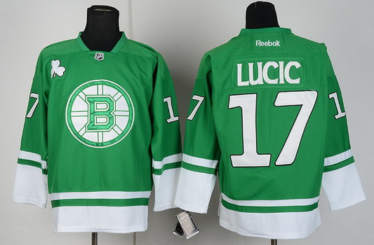 Boston Bruins #17 Milan Lucic St. Patrick's Day Green Jersey