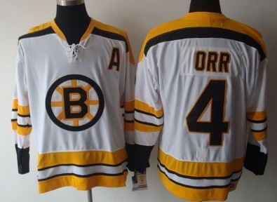 Boston Bruins #4 Bobby Orr White Throwback CCM Jersey