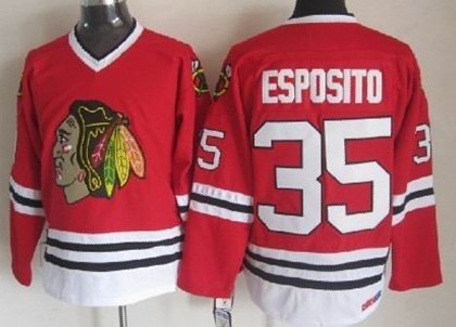 Chicago Blackhawks #35 Tony Esposito Red Throwback CCM Jersey