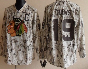 Chicago Blackhawks #19 Jonathan Toews White Camo Jersey