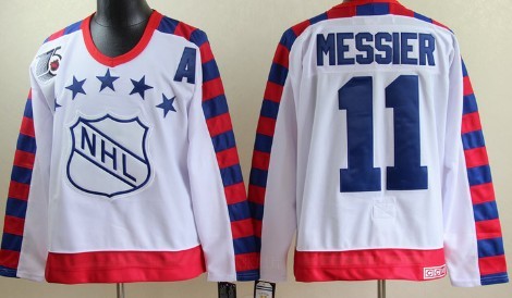 NHL 1992 All-Star #11 Mark Messier White 75TH Throwback CCM Jersey