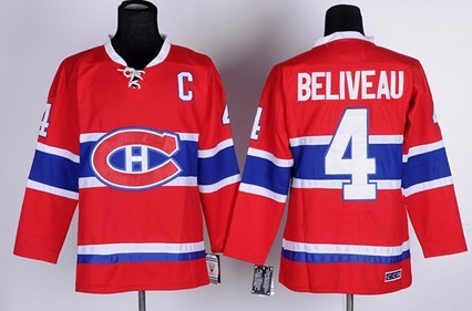 Montreal Canadiens #4 Jean Beliveau Red Throwback CCM Jersey